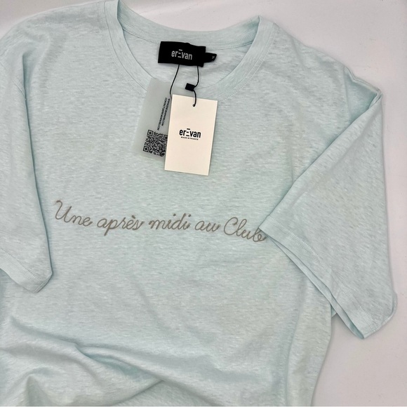 EREVAN Light Blue Men's T-Shirt, 100% cotton, Embroidered, size M, NWT - Picture 4 of 10